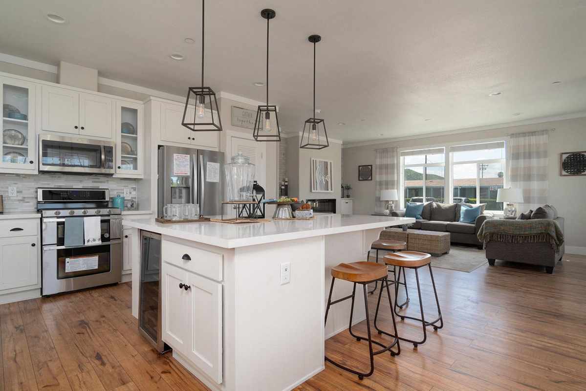 kitchen and living spaces
